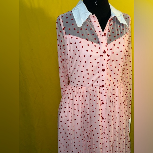 Unique vintage heart polka dots mesh dress - Picture 5 of 9